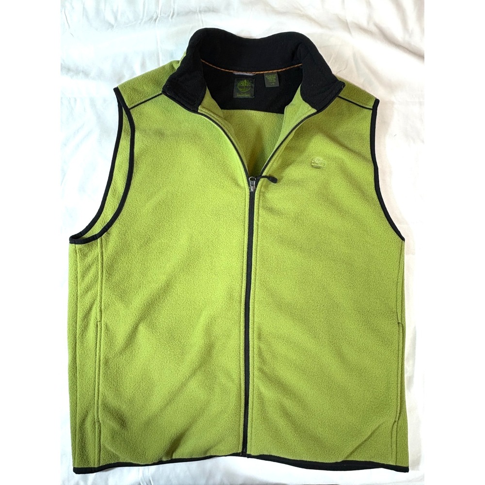 TIMBERLAND MENS VEST SIZE L CITRON GREEN FULL ZIP FLEECE Gorpcore Hiking Outdoor